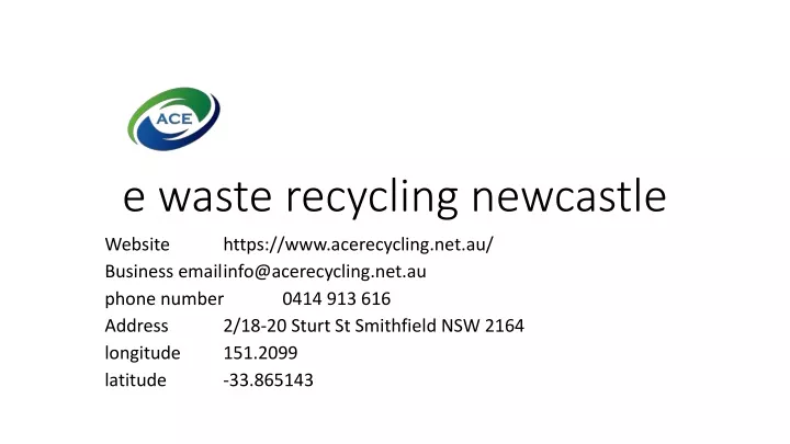 e waste recycling newcastle