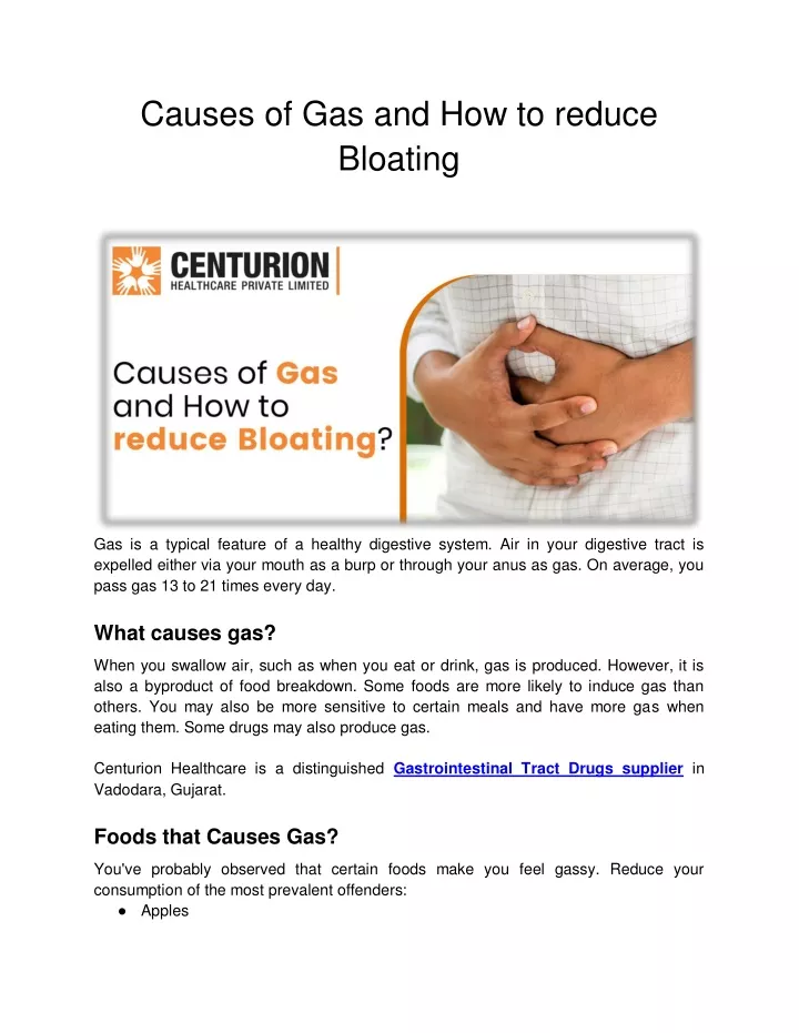 causes of gas and how to reduce bloating