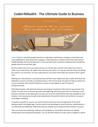 coden nikbakht the ultimate guide to business