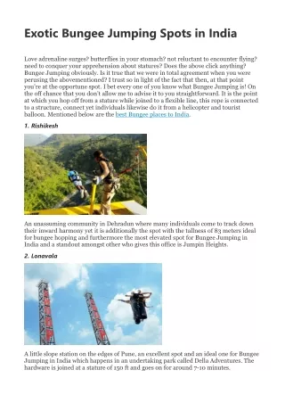 exotic bungee jumping spots in india