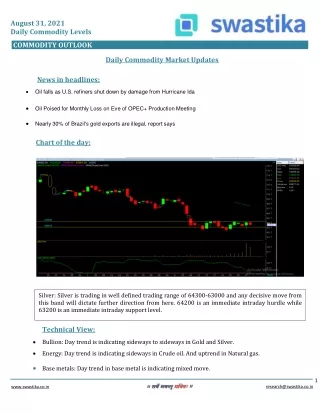 august 31 2021 daily commodity levels