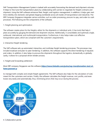 sap transportation management system is tasked