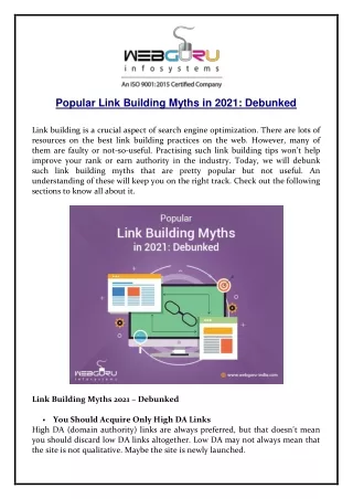 popular link building myths in 2021 debunked link