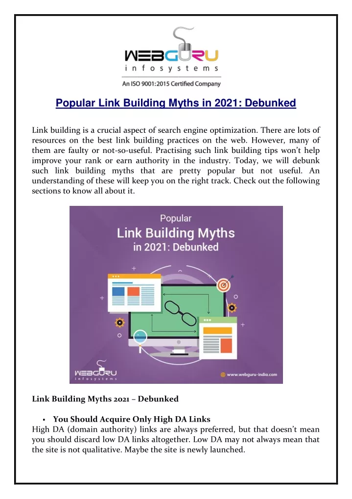 popular link building myths in 2021 debunked link