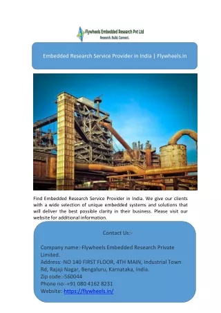 Embedded Research Service Provider in India | Flywheels.in