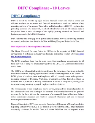 DIFC Compliance - 10 Leaves