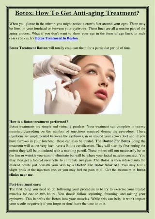 botox how to get anti aging treatment