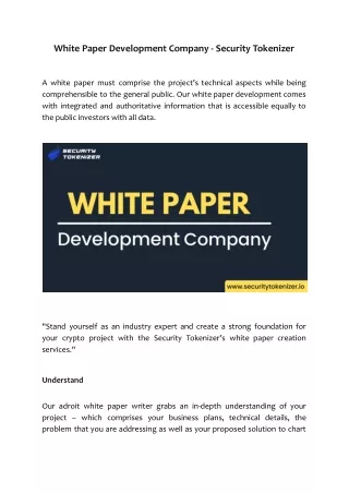white paper development company security tokenizer