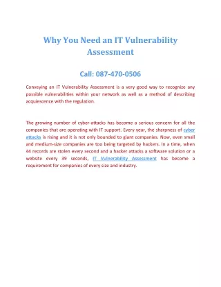 Why You Need an IT Vulnerability Assessment