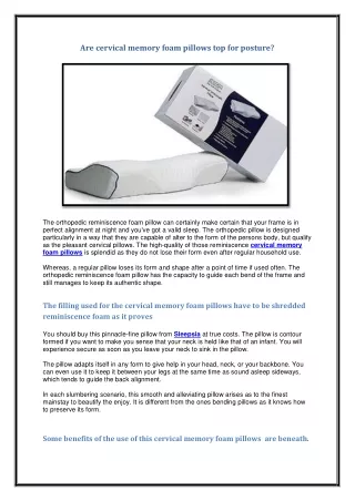 are cervical memory foam pillows top for posture