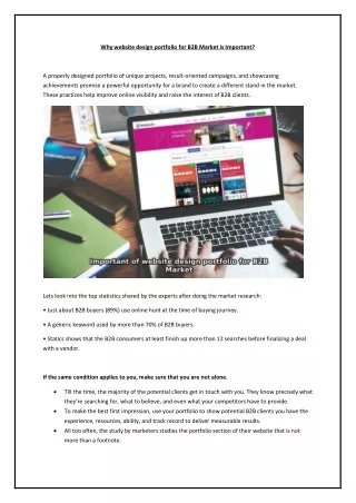 Why website design portfolio for B2B Market is Important