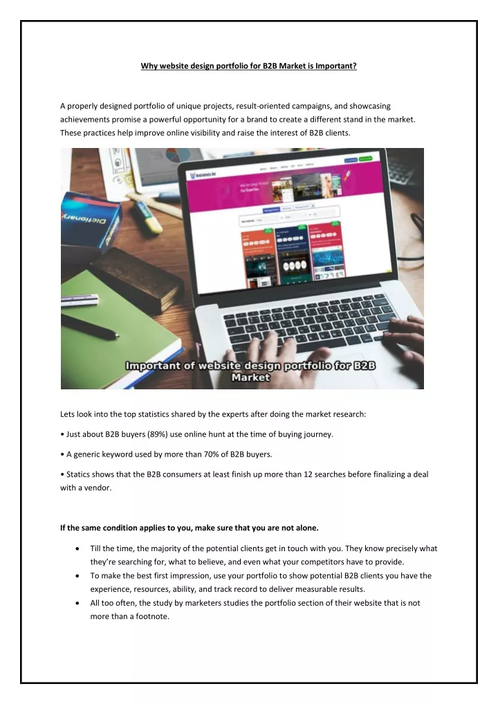 why website design portfolio for b2b market