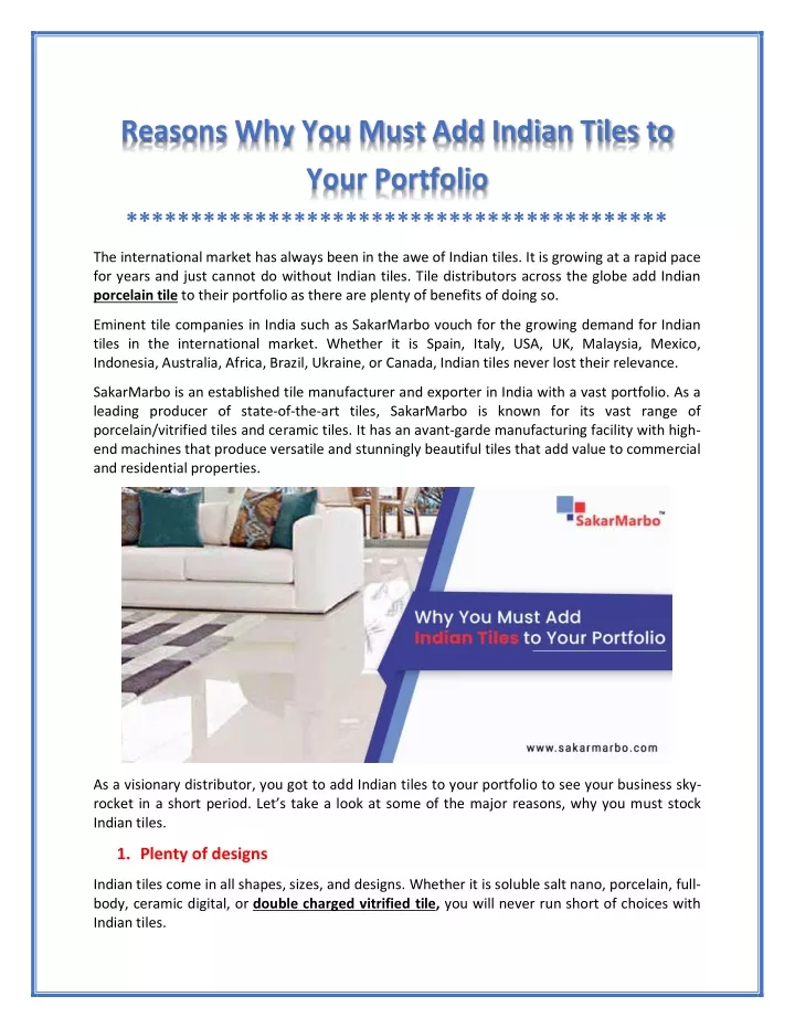 reasons why you must add indian tiles to