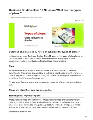 business studies class 12 notes on what