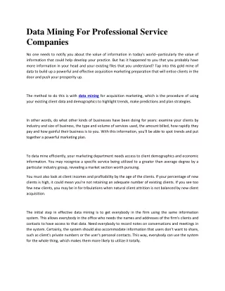 data mining for professional service companies