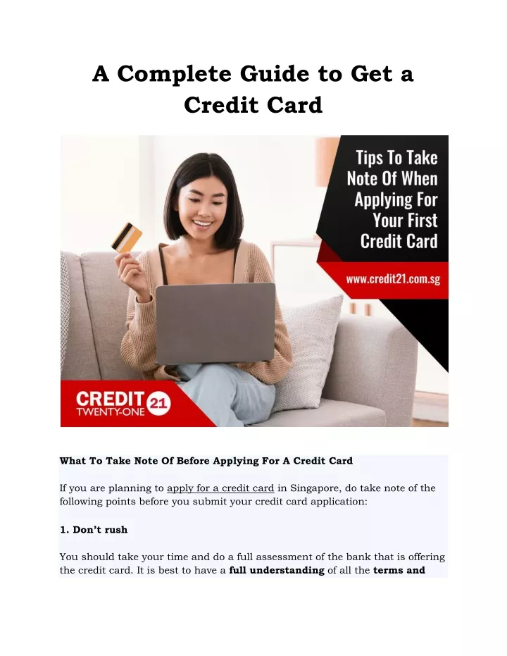 a complete guide to get a credit card