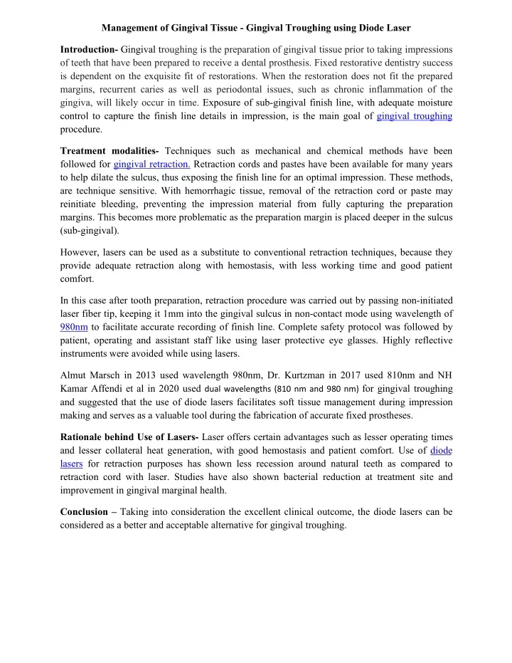 management of gingival tissue gingival troughing