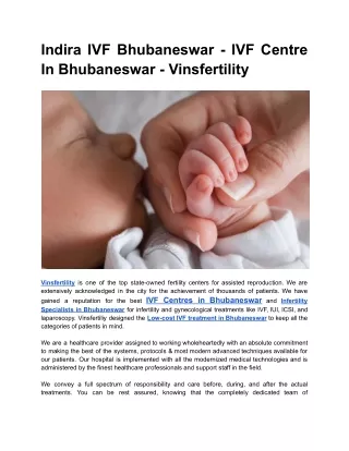 Indira IVF Bhubaneswar - IVF Centre In Bhubaneswar - Vinsfertility