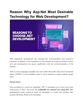 reason why asp net most desirable technology