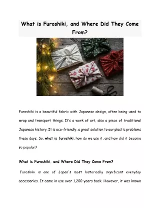 What is Furoshiki, and Where Did They Come From?