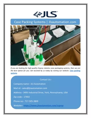 case packing systems jlsautomation com