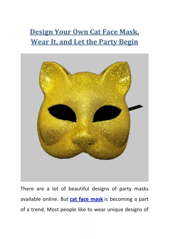 design your own cat face mask wear