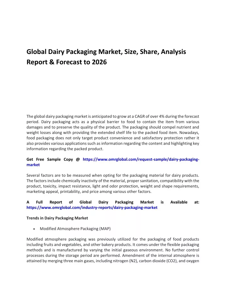 global dairy packaging market size share analysis