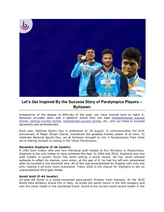 Let's Get Inspired By the Success Story of Paralympics Players – Byitsown