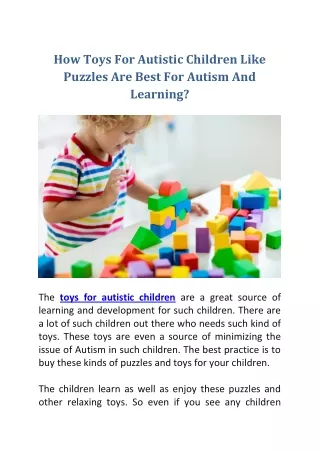 how toys for autistic children like puzzles