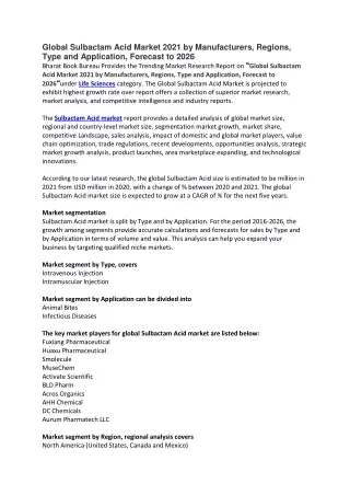 global sulbactam acid market 2021
