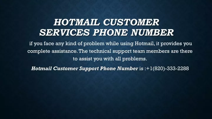 hotmail customer services phone number