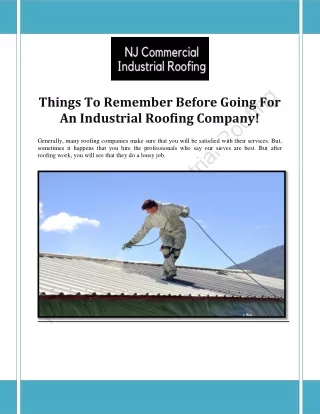 Things To Remember Before Going For An Industrial Roofing Company!