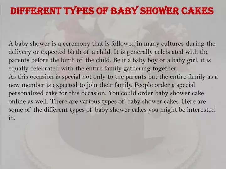 different types of baby shower cakes