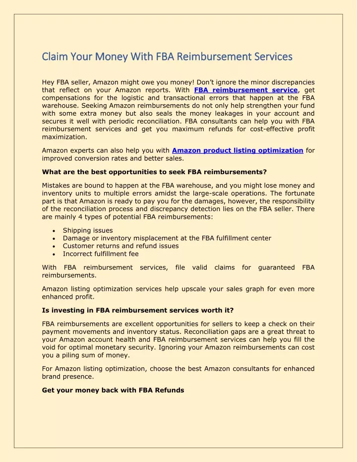 claim your money with fba reimbursement service