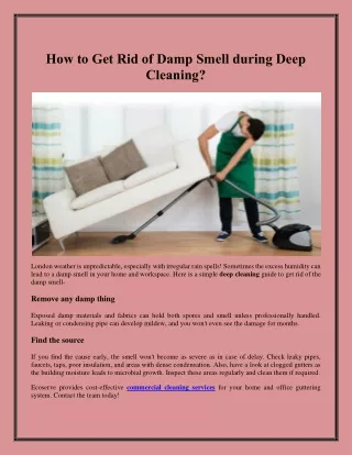 how to get rid of damp smell during deep cleaning