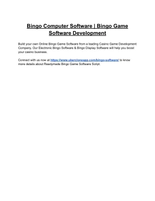 bingo computer software bingo game software