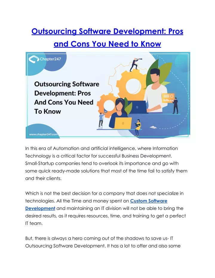 outsourcing software development pros and cons