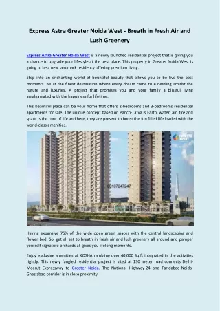 Express Astra Greater Noida West - Breath in Fresh Air and Lush Greenery