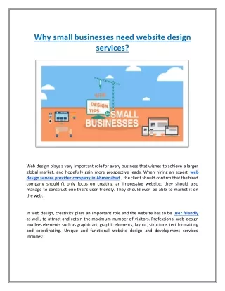 why small businesses need website design services