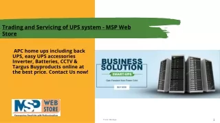 Trading and Services of UPS system - MSP Web Store