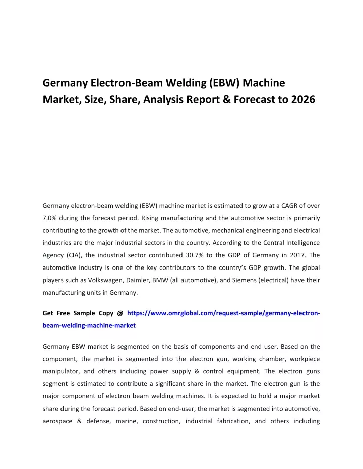 germany electron beam welding ebw machine market