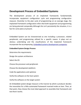 development process of embedded systems