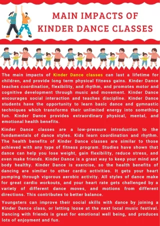 main impacts of kinder dance classes
