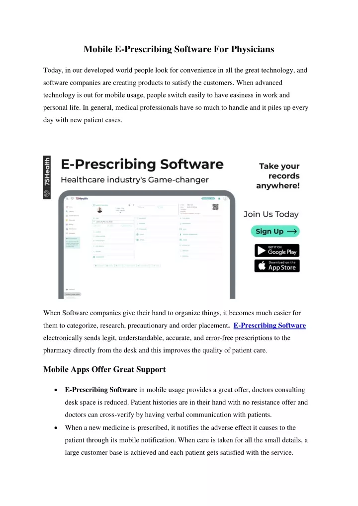 mobile e prescribing software for physicians