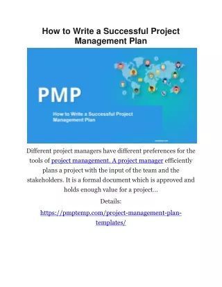 how to write a successful project management plan