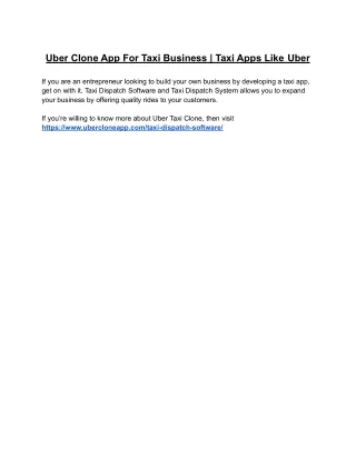 uber clone app for taxi business taxi apps like
