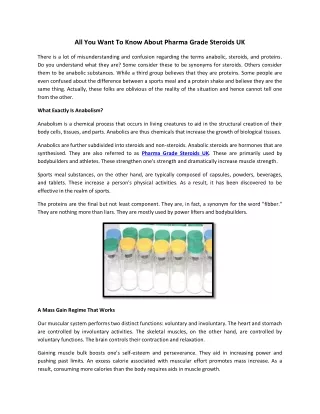 All You Want To Know About Pharma Grade Steroids UK