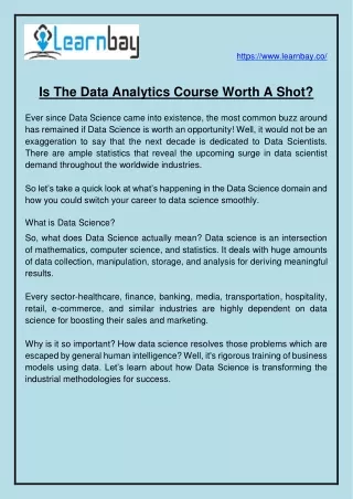 Is The Data Analytics Course Worth A Shot?
