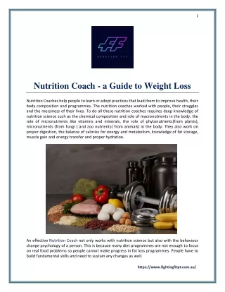 Nutrition Coach - a Guide to Weight Loss