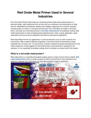 red oxide metal primer used in several industries